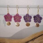 Boucles oreilles fleur violet