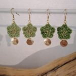 Boucles oreilles fleur vert